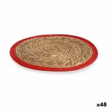 Suport Protecție pentru Masă Gift Decor Roșu Natural Fibră naturală 35 x 1 x 35 cm (48 Unități)