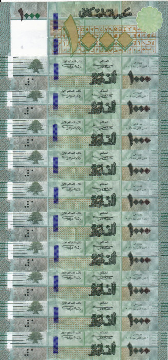 LIBAN lot 10 buc. X 1.000 livres 2016 UNC!!!