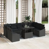Gossi set canapele gradina 10 piese cu perne negru ratan polietilenic