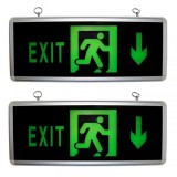 Indicator Luminos Iesire EXIT 2Fete Sageata Jos LED Acumulator 36x14cm MNR7951