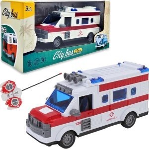 Ambulanță Telecomandă &quot;Rescue&quot; &ndash; Lumini &amp; Sunete &ndash; Portiere Deschise &ndash; 21 cm &ndash; 6+ ani