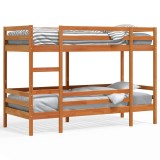 Cumpara ieftin Pat supraetajat, maro ceruit, 90x190 cm, lemn masiv de pin