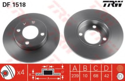 Disc frana VW POLO Variant (6KV5) (1997 - 2001) TRW DF1518 foto