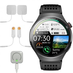 Smartwatch iSEN FD06 Negru, 1.85 HD, Monitorizare Somn, Glicemie, SpO2+ECG, HR, Apel Bt, SOS, Asistent Vocal, Monitorizare Menstruala