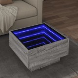 VidaXL Măsuță de cafea cu LED sonoma gri 50x50x30cm lemn prelucrat
