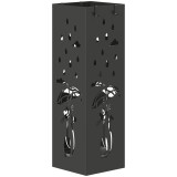 HOMCOM Suport de Umbrele Pătrat din Metal pentru Intrare, Suport Autoportant cu Tavă Detașabilă și 4 C&acirc;rlige, pentru Interior și Exterior, 15.5x15.5x4