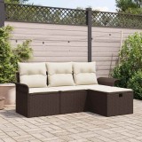 VidaXL Set de canapele pentru grădină cu pernă 4 pcs Maro Rattan poli