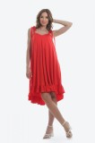 Rochie asimetrica ampla rosie cu volan Red Heart