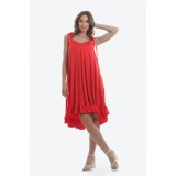 Rochie asimetrica ampla rosie cu volan Red Heart