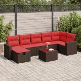 Gossi set canapele de gradina cu perne, 8 piese, maro, poliratan
