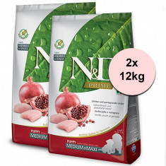 Farmina N&amp;D Prime dog PUPPY MEDIUM &amp; MAXI Chicken &amp; Pomegranate 2 x 12 kg