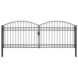 VidaXL Poartă de gard dublă cu arcadă, negru, 400 x 150 cm, oțel