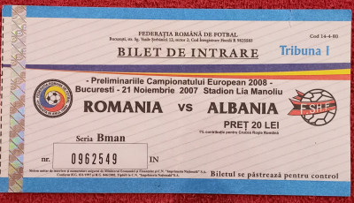 Bilet meci fotbal ROMANIA - ALBANIA (preliminarii CE 21.11.2007) foto