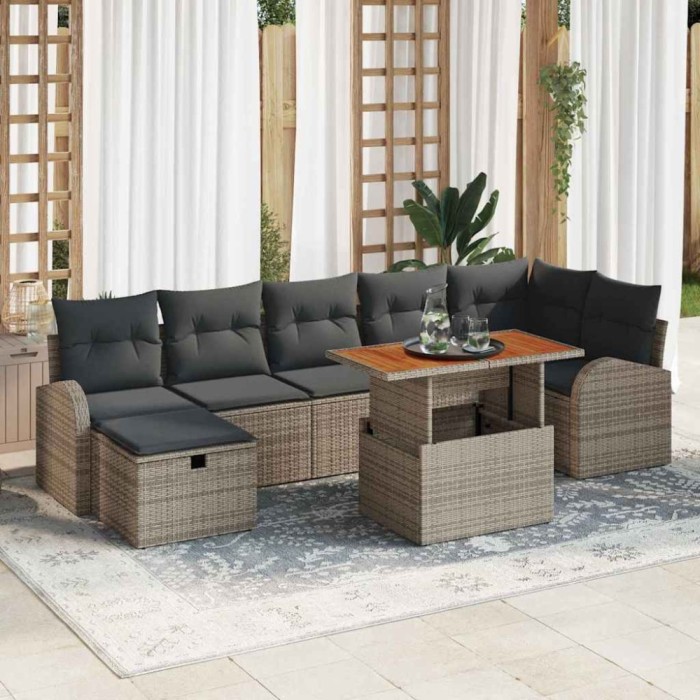 vidaXL Set de canapele pentru grădină 8 pcs Gri poliratan