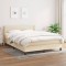 vidaXL Pat continental cu saltea, crem, 140x200 cm, material textil 3129558
