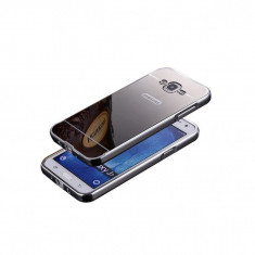 Husa Bumper Aluminiu Mirror I-berry Pentru Samsung Galaxy J1 (2016) Argintiu