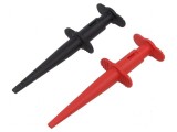 Clips de măsurare cu c&acirc;rlig 5A neagră, roşie 4mm - L: 126mm