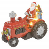 Decoratiune luminoasa si muzicala Santa&#039; s Tractor, Lumineo, 7 LED-uri, 19x15 cm, cu efect de abur