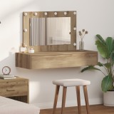 VidaXL Masă de toaletă suspendată cu LED, stejar artizanal