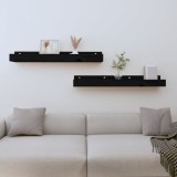 VidaXL Rafturi de perete, 2 buc., negru, 80x12x9 cm, lemn masiv de pin