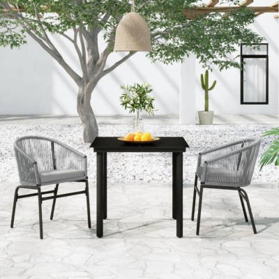 vidaXL Set mobilier de grădină, 3 piese, gri foto