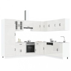 vidaXL Set dulap de bucătărie 14 piese &bdquo;Kalmar&rdquo; alb lucios Lemn