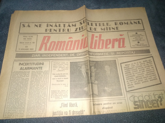 ZIARUL ROMANIA LIBERA 11 IANUARIE 1990