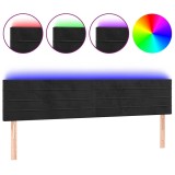 Cumpara ieftin Tablie de pat cu LED, negru, 160x5x78/88 cm, catifea