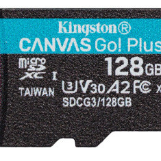 Card de memorie Kingston Canvas Go! Plus,MicroSDXC, 128GB, UHS-I, Class 10, U3, V30, A2 + Adaptor microSD