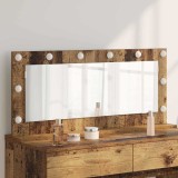 vidaXL Oglindă de toaletă cu lumini LED Lemn vechi 100x45x18 cm