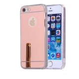 Husa Apple iPhone 5/5S/SE, MyStyle Elegance Luxury tip oglinda, Rose-Gold, Carcasa, Roz