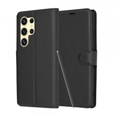 Husa pentru Samsung Galaxy S24 Ultra S928, Techsuit, Leather Folio, Neagra foto