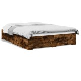 Cumpara ieftin Cadru pat cu sertare stejar fumuriu 150x200 cm lemn prelucrat