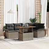 Set Canapea Grădină vidaXL 6 Piese Gri Ratan Canapea Colțar Grădină