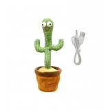 Jucarie interactiva Cactus Dansator si Vorbitor, acumulator si cablu USB, multicolor