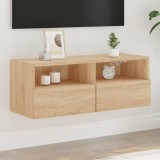 vidaXL Comode TV de perete, stejar sonoma, 80x30x30 cm, lemn prelucrat