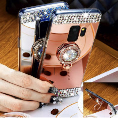 Husa Silicon oglinda cu pietricele si inel pt Samsung Galaxy S9 / S9+ / S9 Plus foto