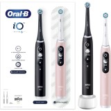 Set 2 x Periuta de dinti electrica Oral-B iO6, cu Tehnologie Magnetica si Micro-Vibratii, Inteligenta artificiala, Display led interactiv, Senzor de p