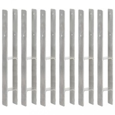 vidaXL Ancore de gard, 6 buc., argintiu, 7x6x60 cm, oțel galvanizat