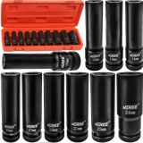 Set chei tubulare impact lungi, 1/2" 10 - 24 mm, 10 piese, Verke