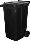 Pubela Europlast 240 L din plastic HDPE, neagra, cu roti si capac