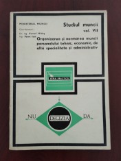Organizarea și normarea muncii personalului tehnic, economic, administrativ 1973