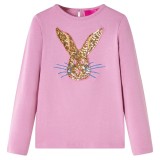 Tricou pentru copii cu m&acirc;neci lungi, roz ars, 128, vidaXL