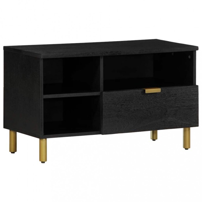 Gossi dulap tv, negru, 80x33x46 cm, lemn prelucrat
