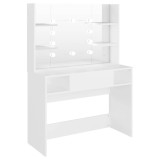 Cumpara ieftin Masa de machiaj cu lumini LED, alb, 100x40x135 cm, MDF