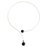 Colier auriu cu perle acrilice negre
