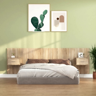vidaXL Tăblie de pat cu dulapuri, stejar sonoma, lemn prelucrat foto