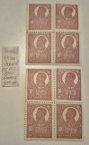 Rom&acirc;nia 1920 Ferdinand MNH eroare clișeu dezaxat - preț per bloc