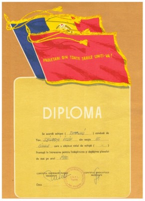 RSR 1980 - Diploma echipa fruntasa, timplari foto