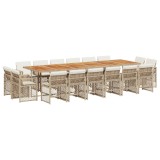 Cumpara ieftin Set mobilier de gradina cu perne, 17 piese, bej, poliratan